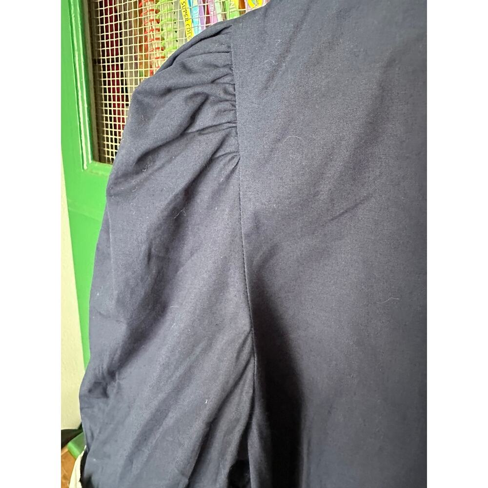 Gretchen Scott Ric Rac Roc Blouse Navy Button-Up Size Extra Large - Picture 4 of 7